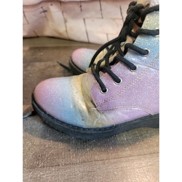 Children's Place girl 1 boots sparkly glitter rainbow - Picture 6 of 8